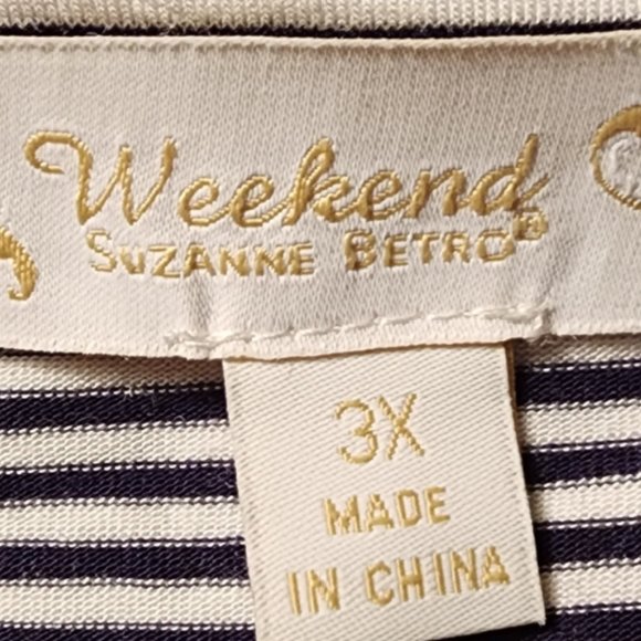 Womens 3X Black & White Strip Top - Picture 2 of 2